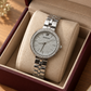 Silver-Tone Swar-vski Watch for Women Elegant Crystal Watch