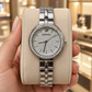 Silver-Tone Swar-vski Watch for Women Elegant Crystal Watch